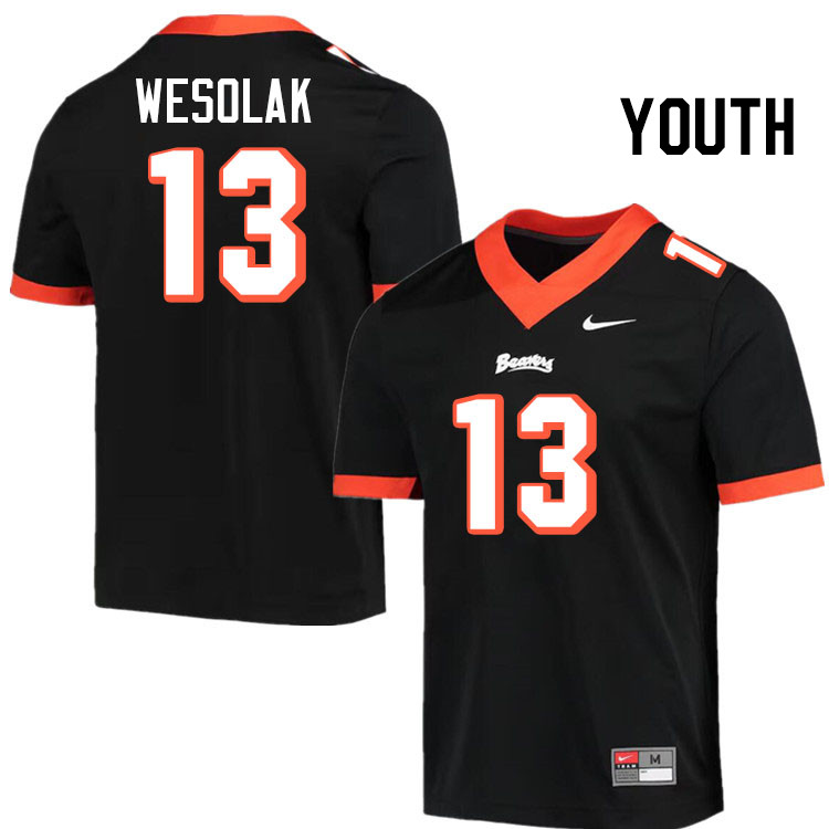 Youth #13 DJ Wesolak Oregon State Beavers College Football Jerseys Stitched-Throwback